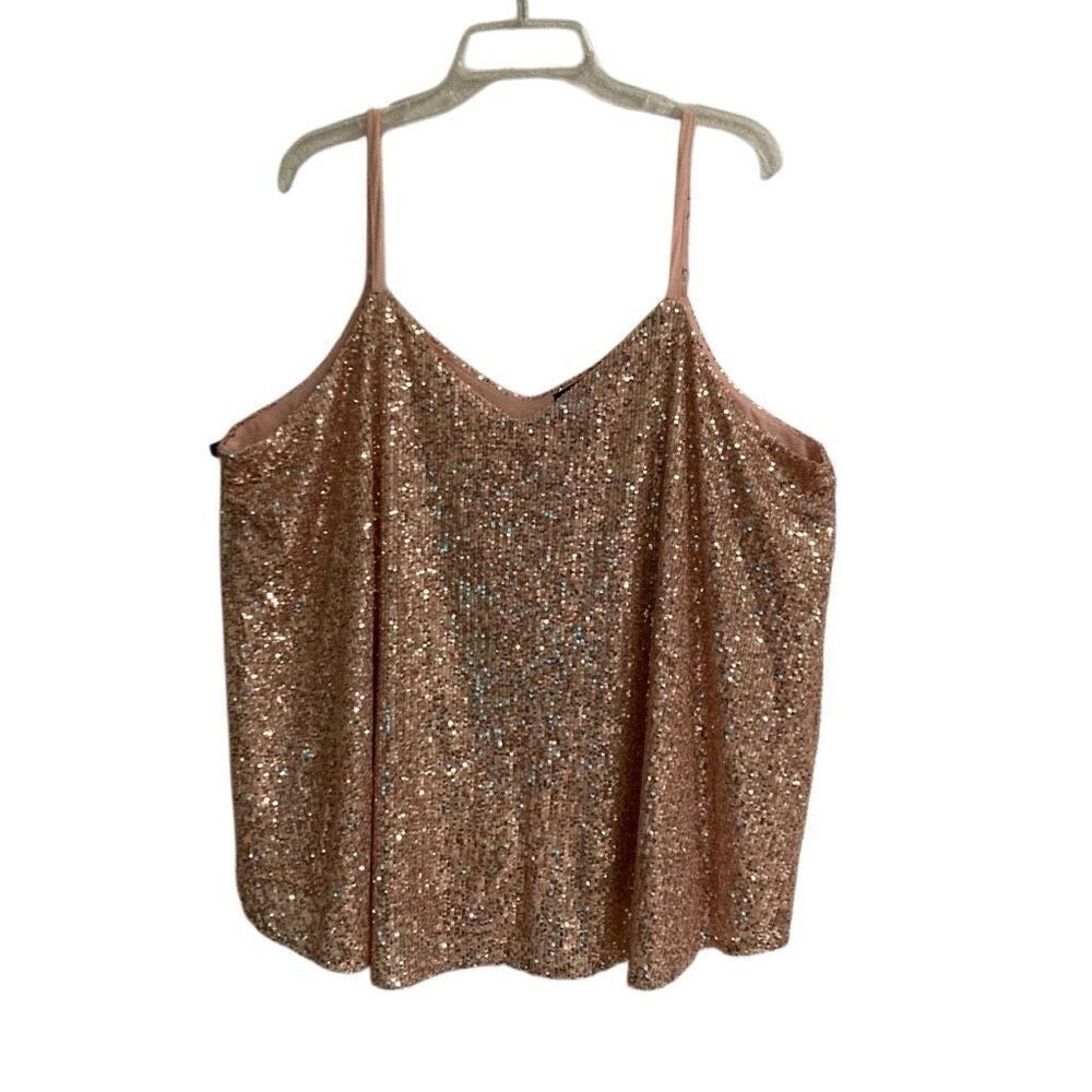 Torrid Sophie Gold Sequin Cami Tank Top women’s 3X V Neck NEW